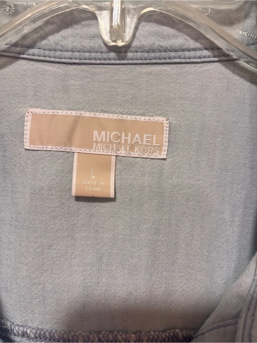 Michael Kors Light Blue denim Button-Front Maxi Dress with Waist belt